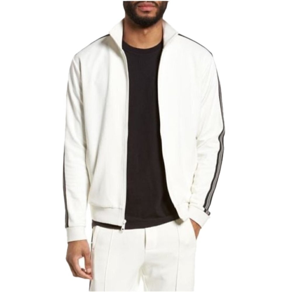 🆕 VINCE men’s zip front white track jacket NWT